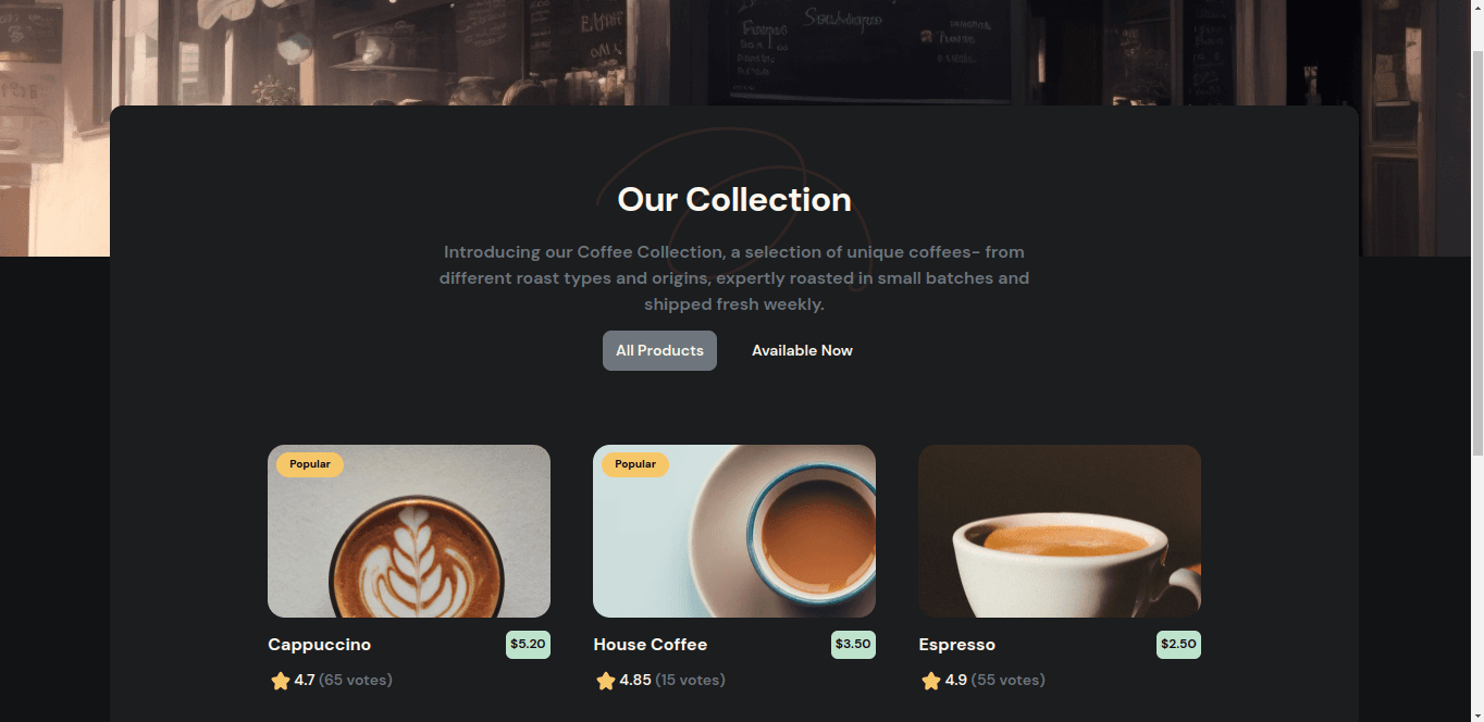 Simple Coffee Listing